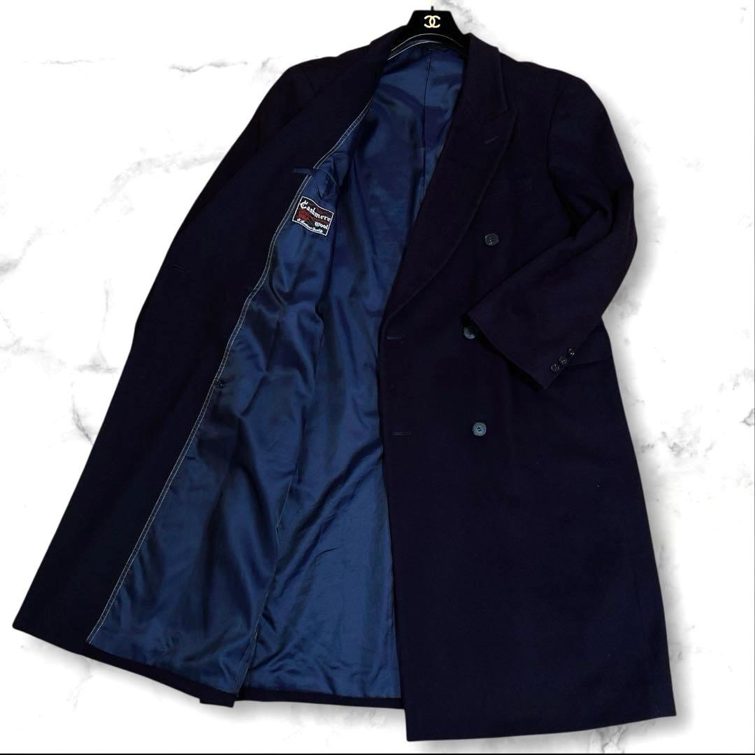 DASSAULT HOMME カシミヤ混ダブルチェスターコート ロング丈XL相当