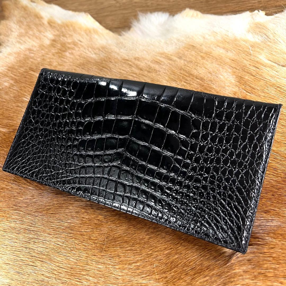 新品同様 定15万 ザリアーニ 最高峰 クロコダイル ポロサス 長財布 札入れ