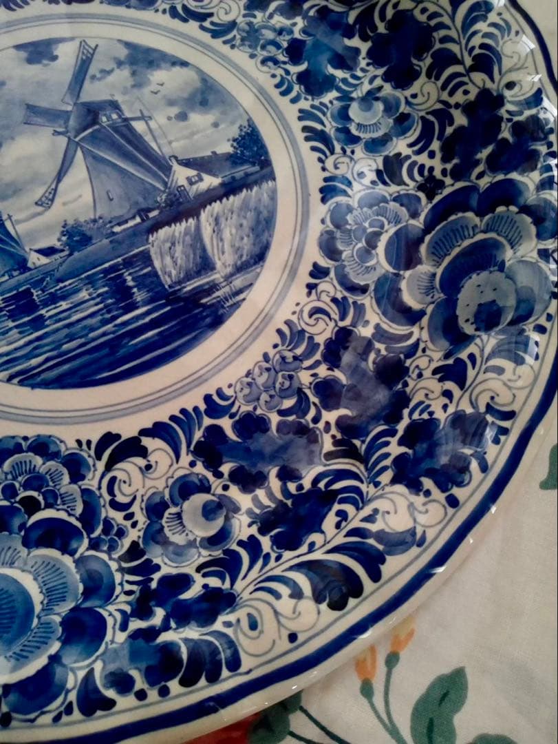 デルフト オランダ　プレート　大皿　美品　ラム　印