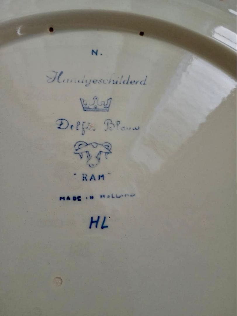 デルフト オランダ　プレート　大皿　美品　ラム　印