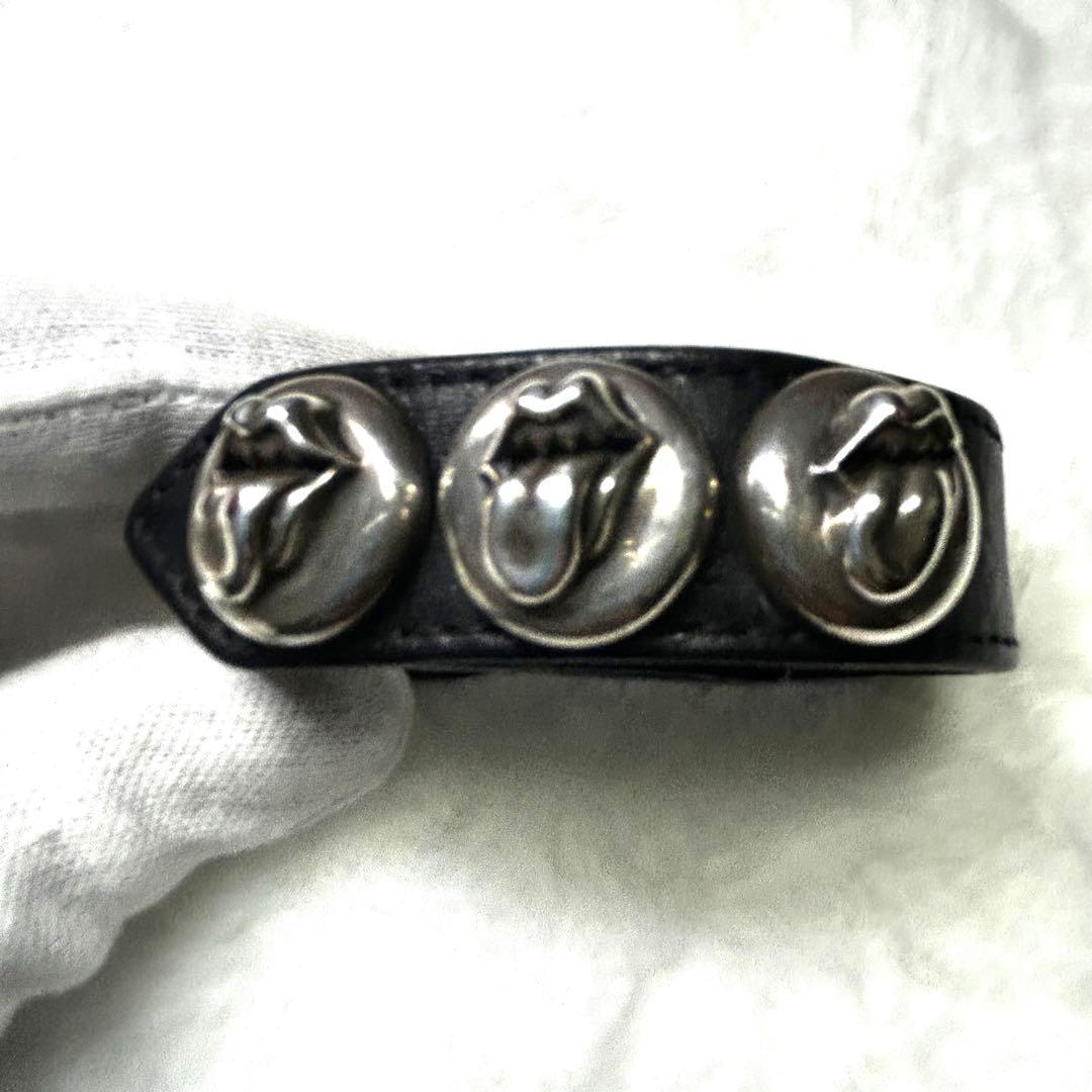 【正規品】クロムハーツ レザー　ブレス　ローリングストーンズ リップアンドタン