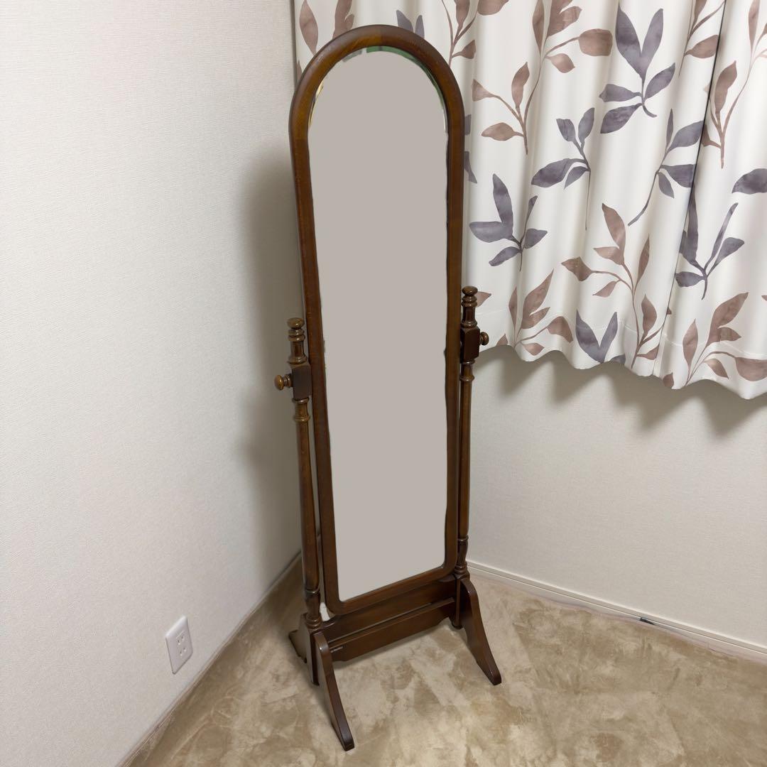 カリモク コロニアル 姿見 スタンドミラー 回転式