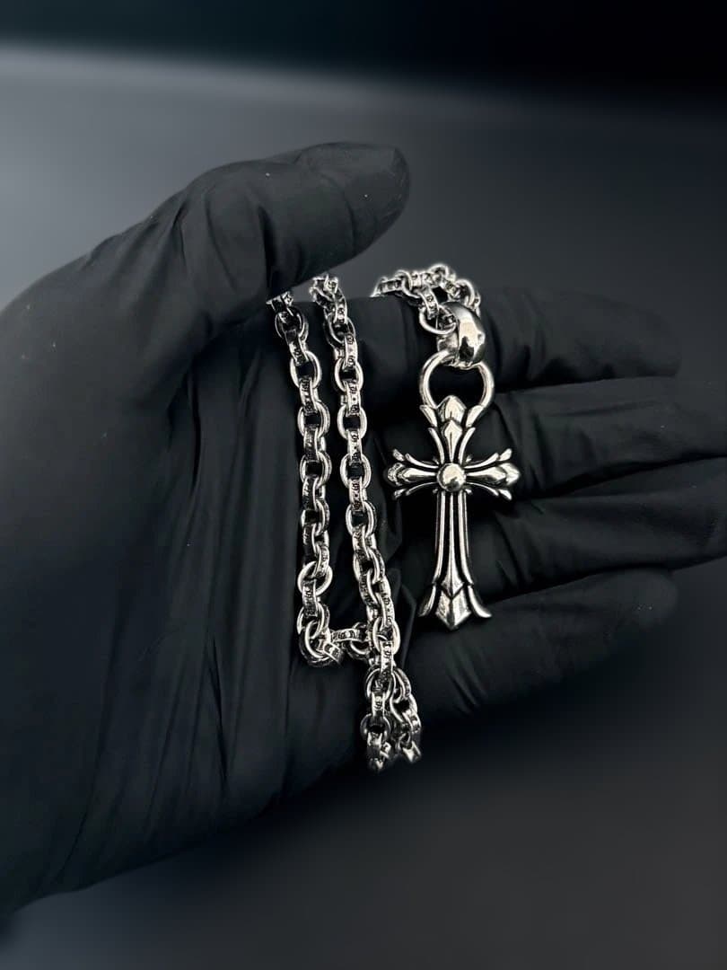 ネックレス ペーパーチェーン ダブルクロス シルバー アクセサリー