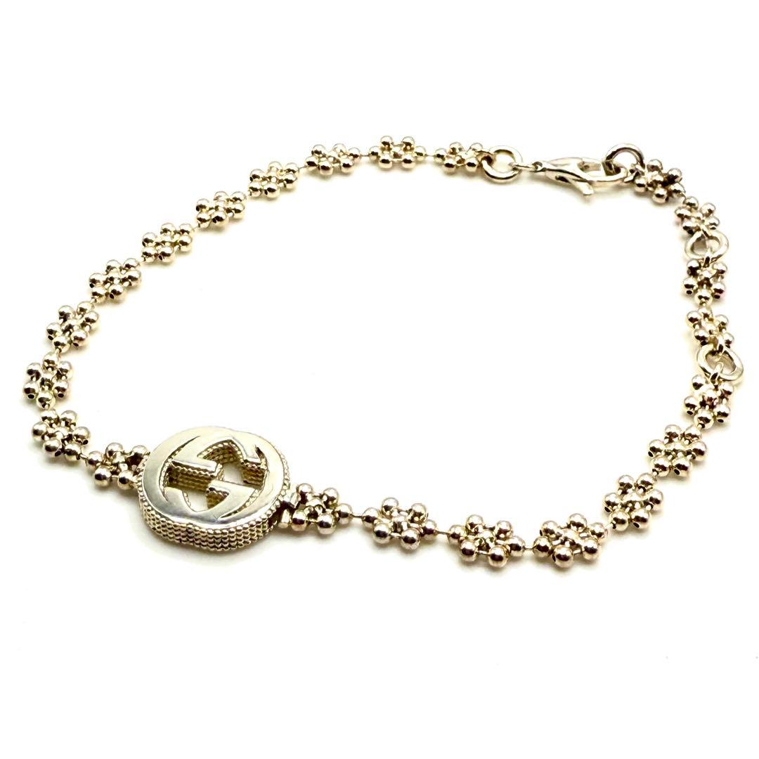 希少デザイン GUCCI グッチ インターロッキング シルバー ブレスレット