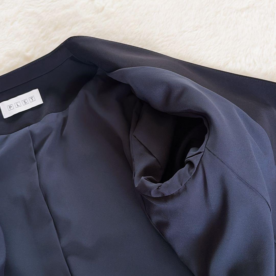極美品✨【プラステ】ノーカラージャケット パンツ スーツセットアップ ネイビーS