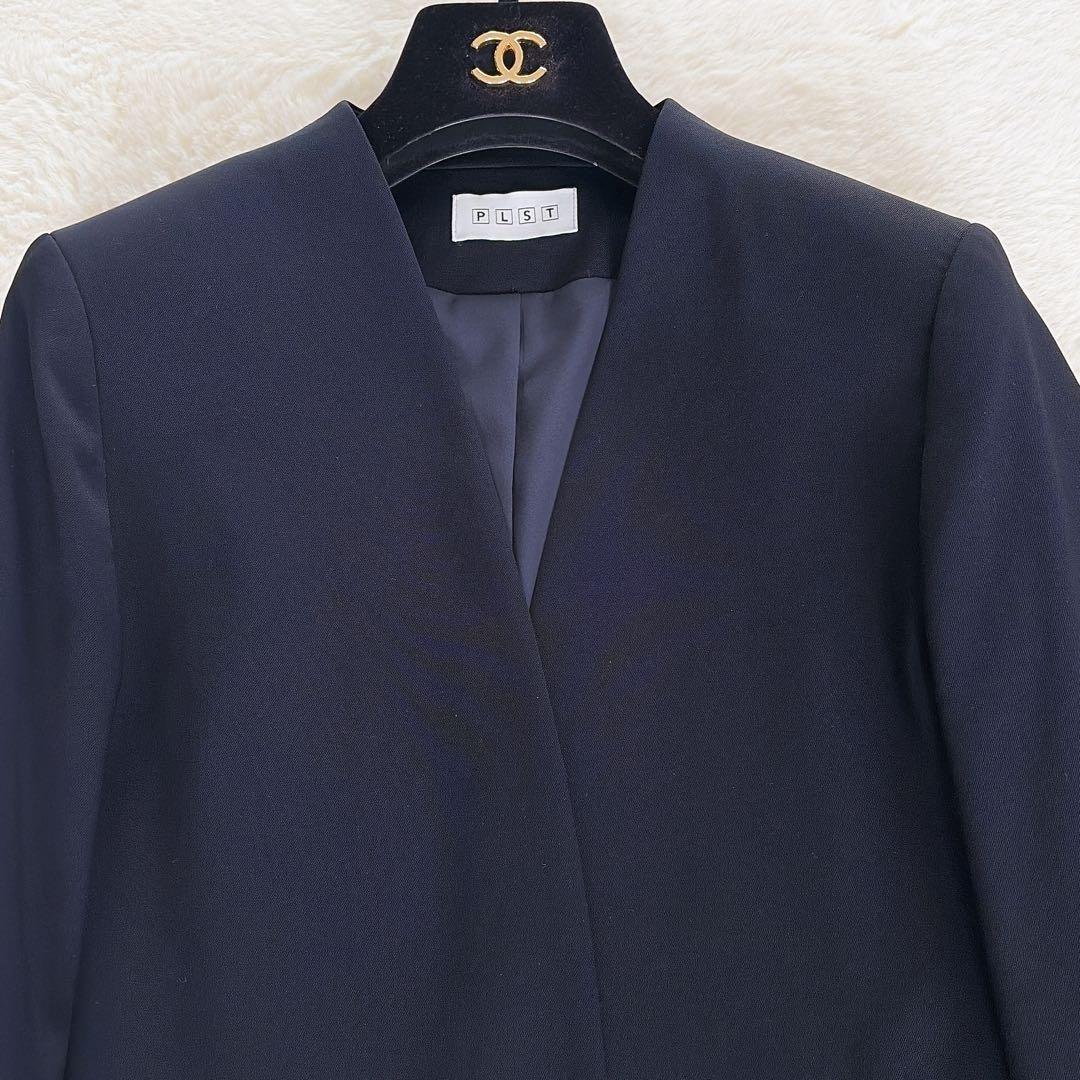 極美品✨【プラステ】ノーカラージャケット パンツ スーツセットアップ ネイビーS