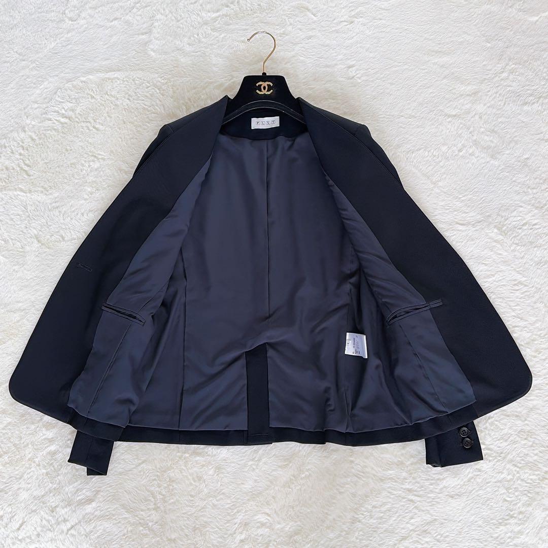 極美品✨【プラステ】ノーカラージャケット パンツ スーツセットアップ ネイビーS