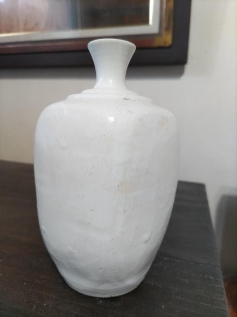 珍！鞆徳利　白磁　生掛け釉　削り出し成型