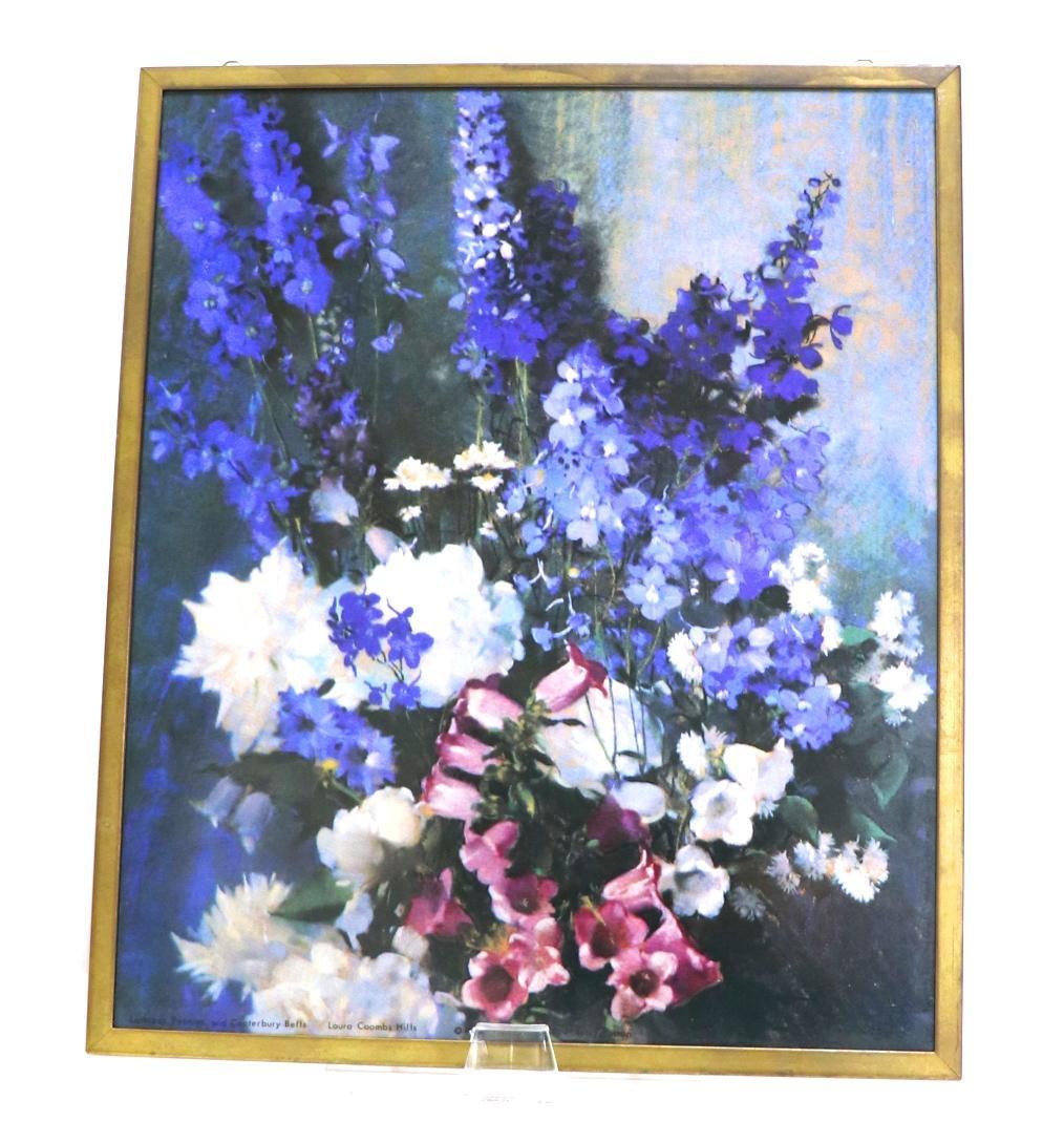 ローラ・クームス・ヒルズ ヴィンテージ ステンドグラス 花束 パステル画 絵画