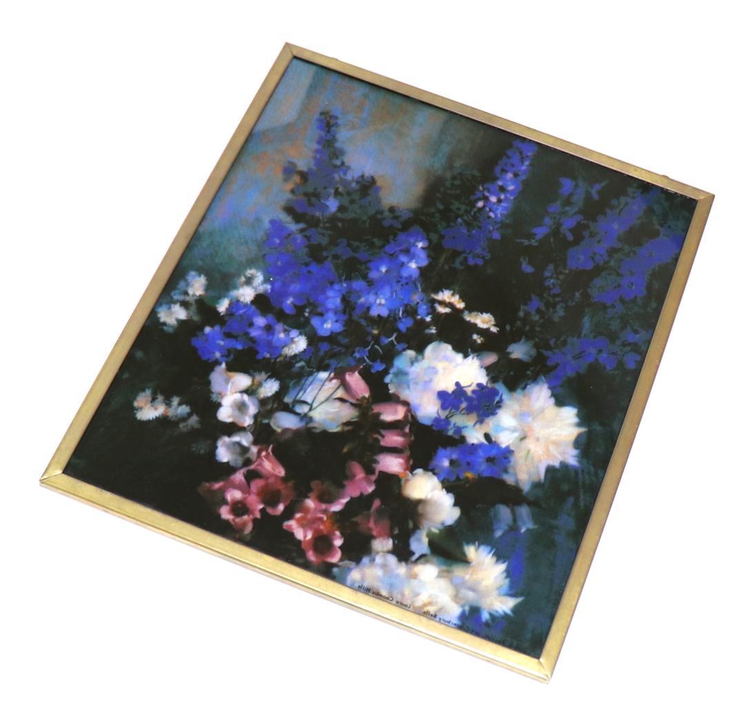 ローラ・クームス・ヒルズ ヴィンテージ ステンドグラス 花束 パステル画 絵画