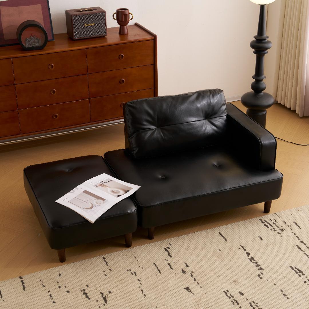 2-3人掛けソファー 　Ｌ字　組み合わせ　PUレザー　BLACK