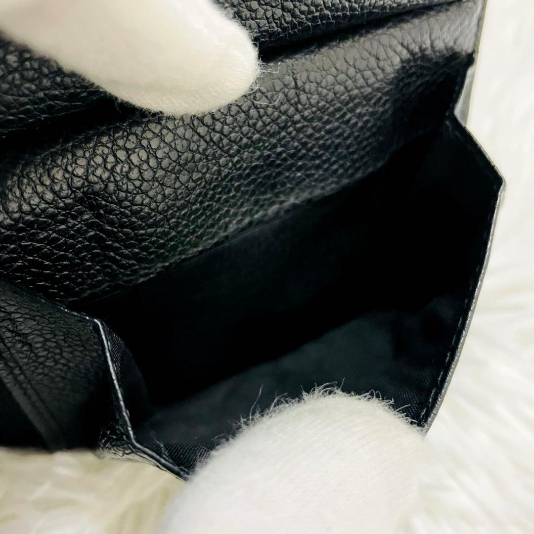 極美✨PRADA 二つ折り財布 ご銭入れ カード入れ 三角ロゴ レザー 黒