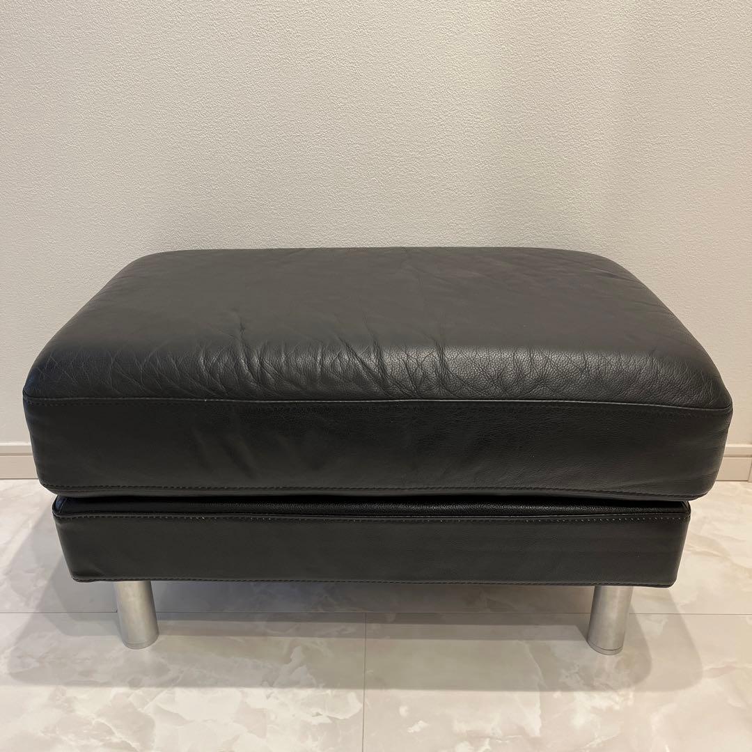 無印良品　オットマン　ブラックレザー