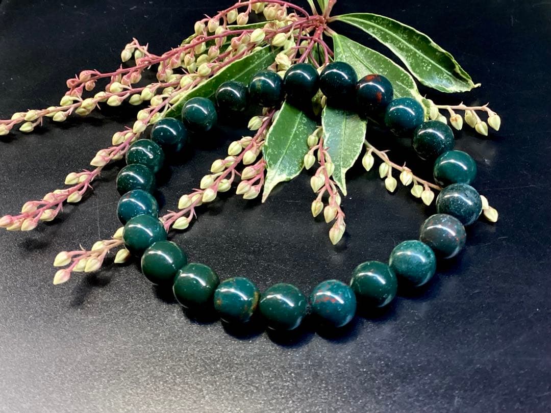 花仙山*出雲石ブレスレット 濃厚青緑 *希少色【碧玉】16cm 鑑別書別無し‼️