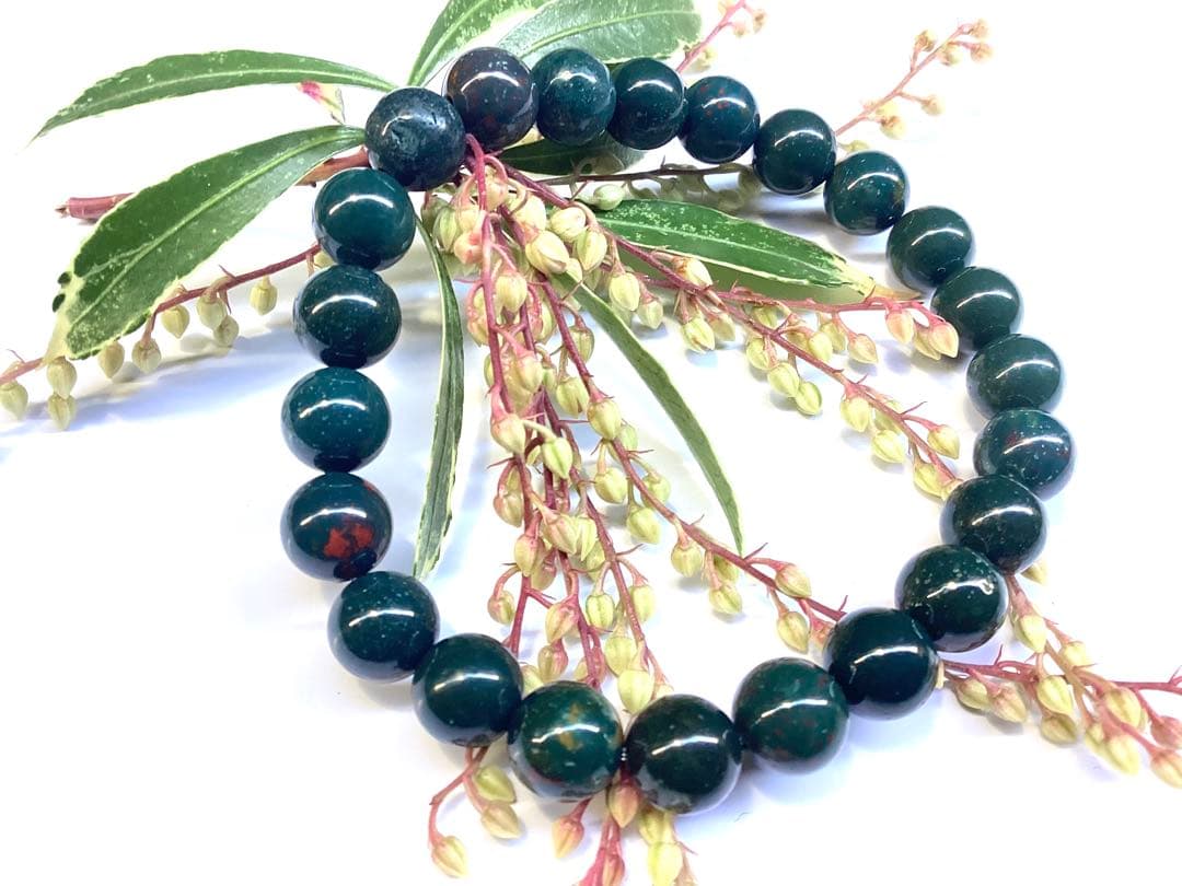 花仙山*出雲石ブレスレット 濃厚青緑 *希少色【碧玉】16cm 鑑別書別無し‼️