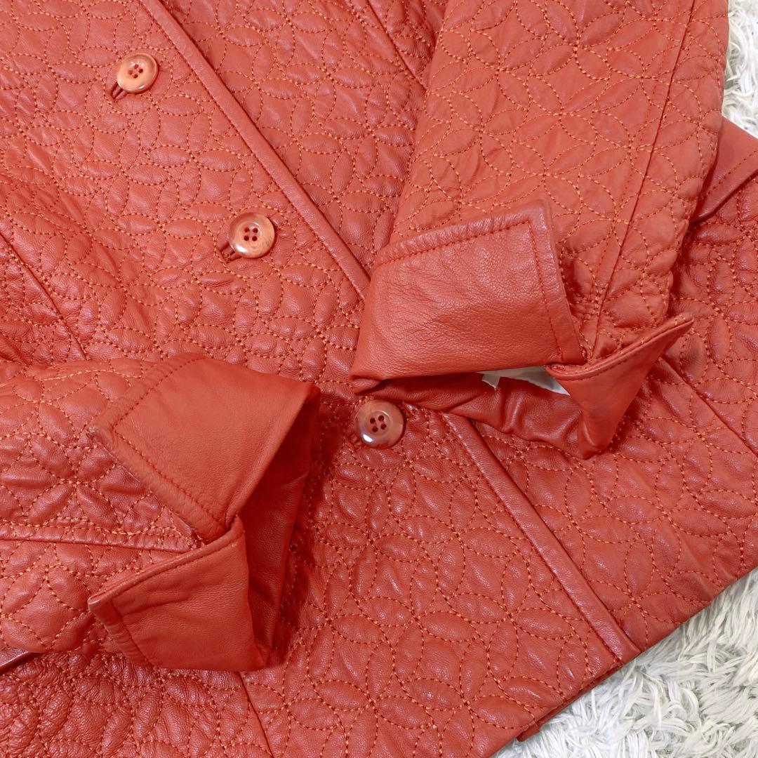 BALMAIN ラムレザージャケット ノーカラー キルティング 花柄