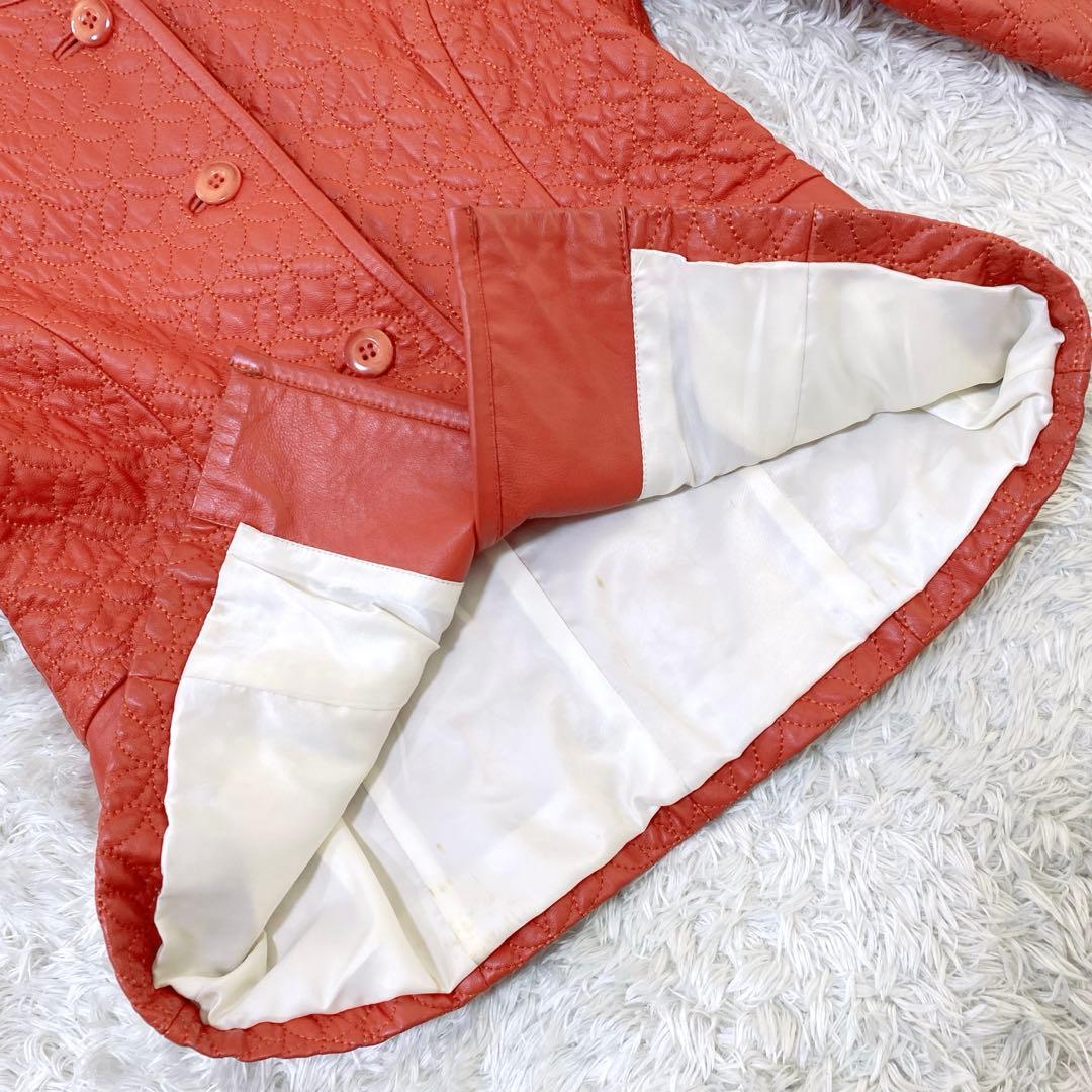 BALMAIN ラムレザージャケット ノーカラー キルティング 花柄