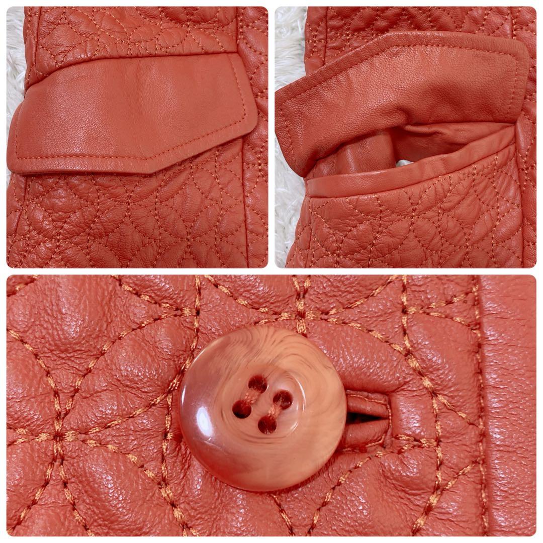 BALMAIN ラムレザージャケット ノーカラー キルティング 花柄