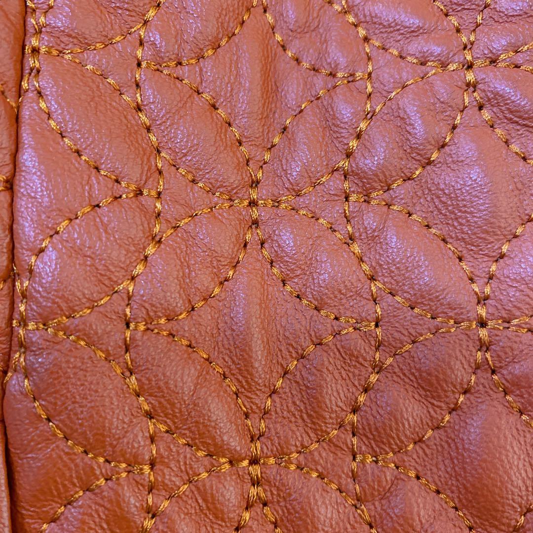 BALMAIN ラムレザージャケット ノーカラー キルティング 花柄