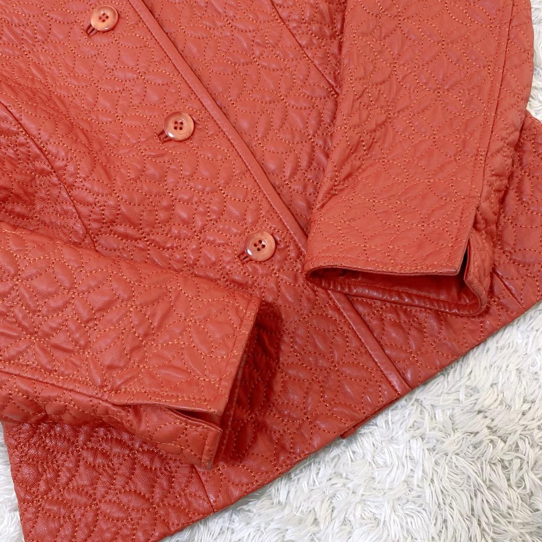 BALMAIN ラムレザージャケット ノーカラー キルティング 花柄