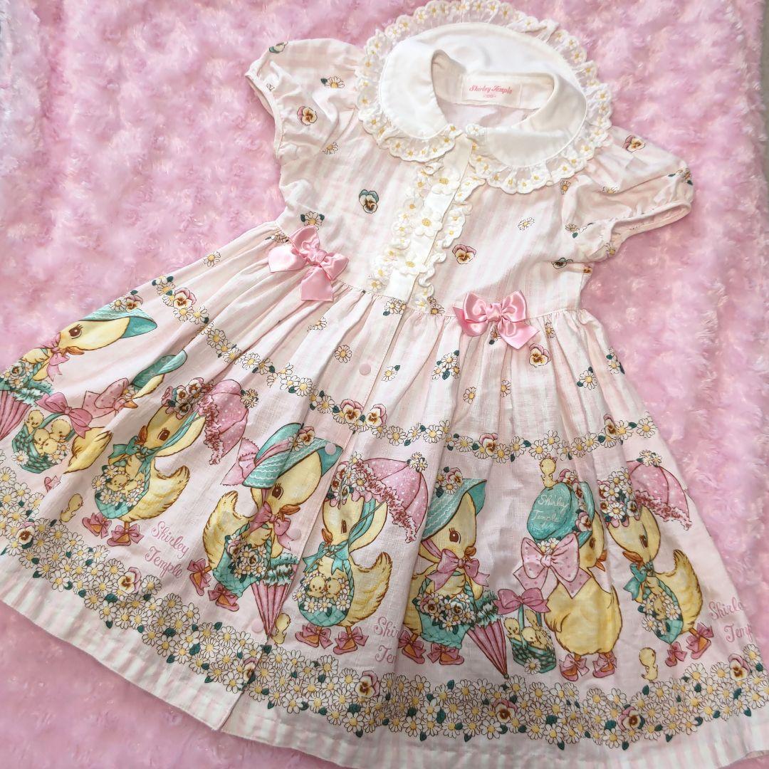 シャーリーテンプル　あひるお出かけ 半袖ワンピース　100