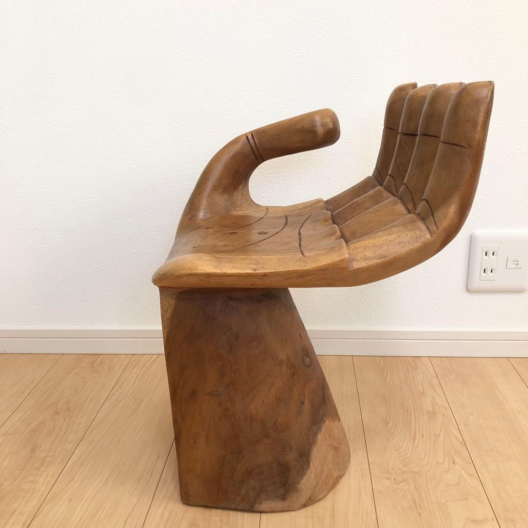 ハンドチェア　仏手 スツール 椅子 アジアン家具 掌 手の形 木製 手形