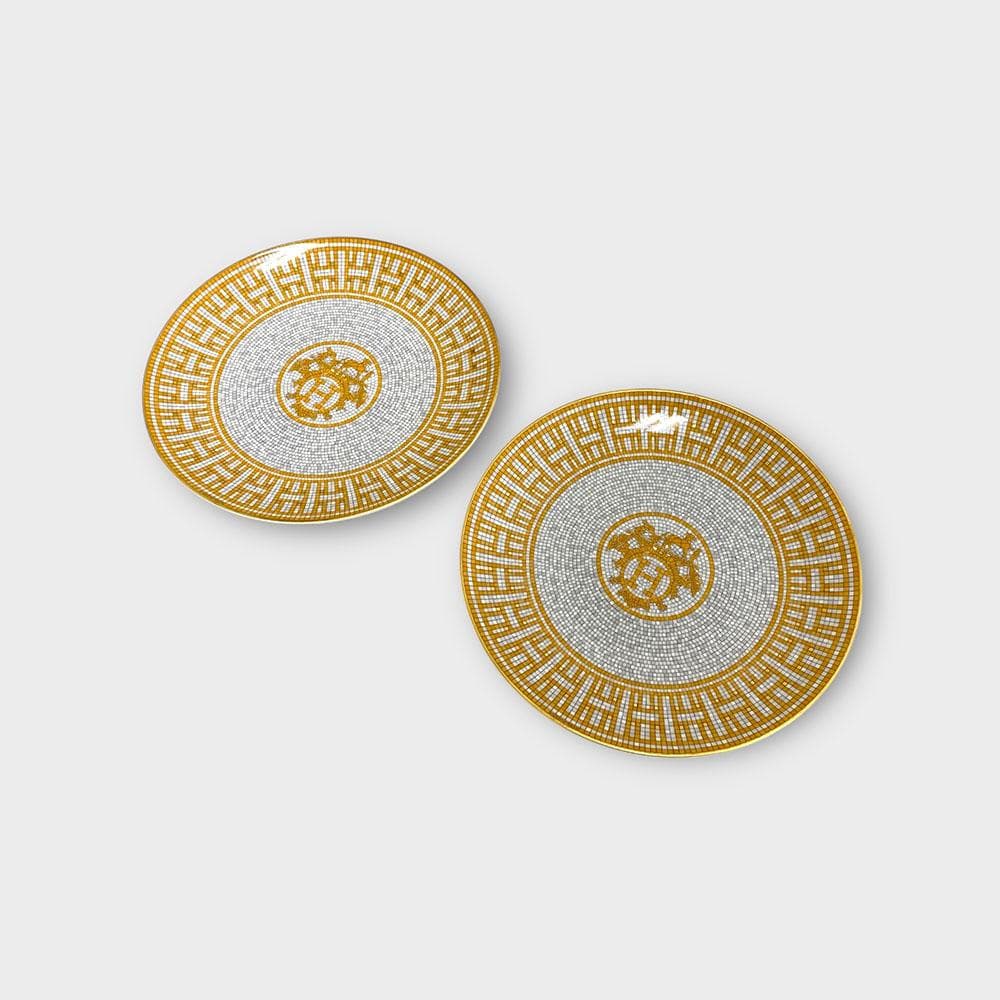 美品 HERMES エルメス デザートプレート モザイク 24 ゴールド 2枚