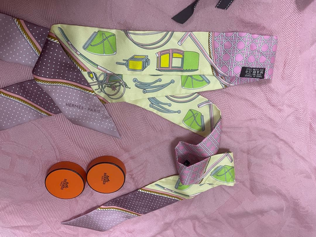 【2本】2024秋冬 エルメス リボン ツイリー スカーフ セット バーキン