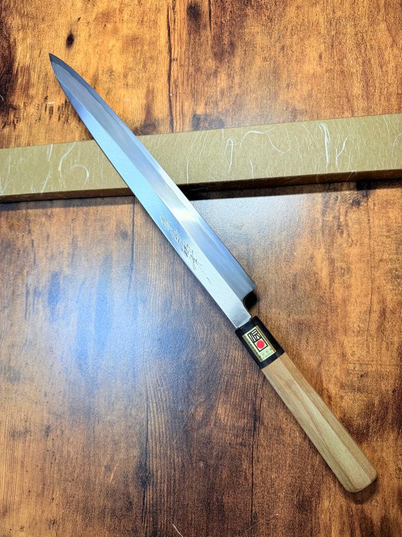 【堺打刃物】刺身 柳刃　白ニ鋼　包丁　尺　水牛八角柄