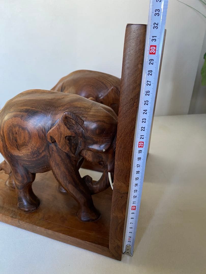 象　木製ブックスタンド　本立てビンテージ　アンティーク　置物　木製象