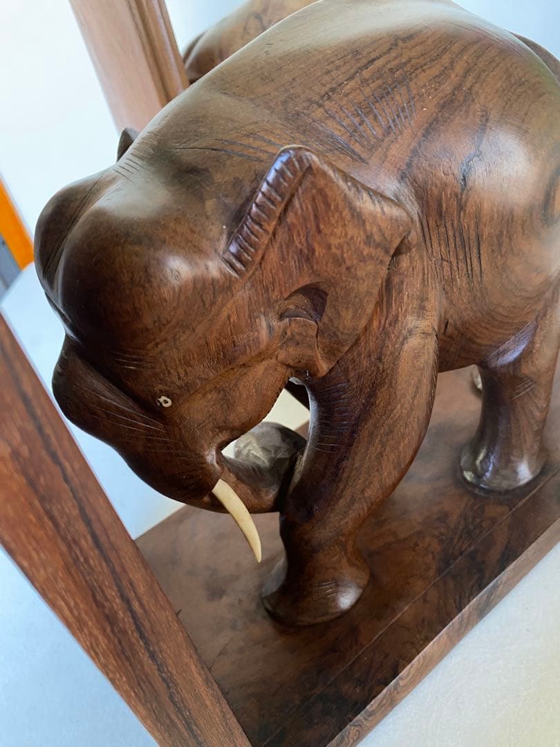 象　木製ブックスタンド　本立てビンテージ　アンティーク　置物　木製象