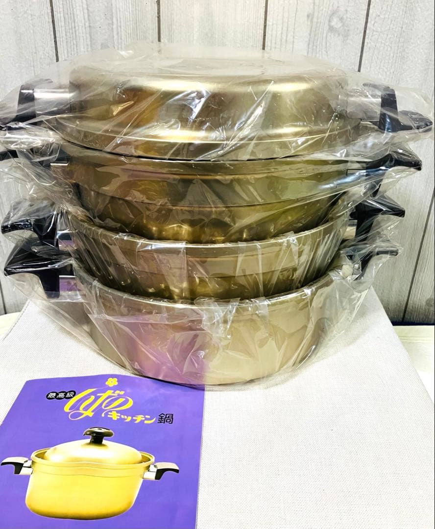 未使用　最高級　しばのキッチン　 ゴールド鍋　7点セット