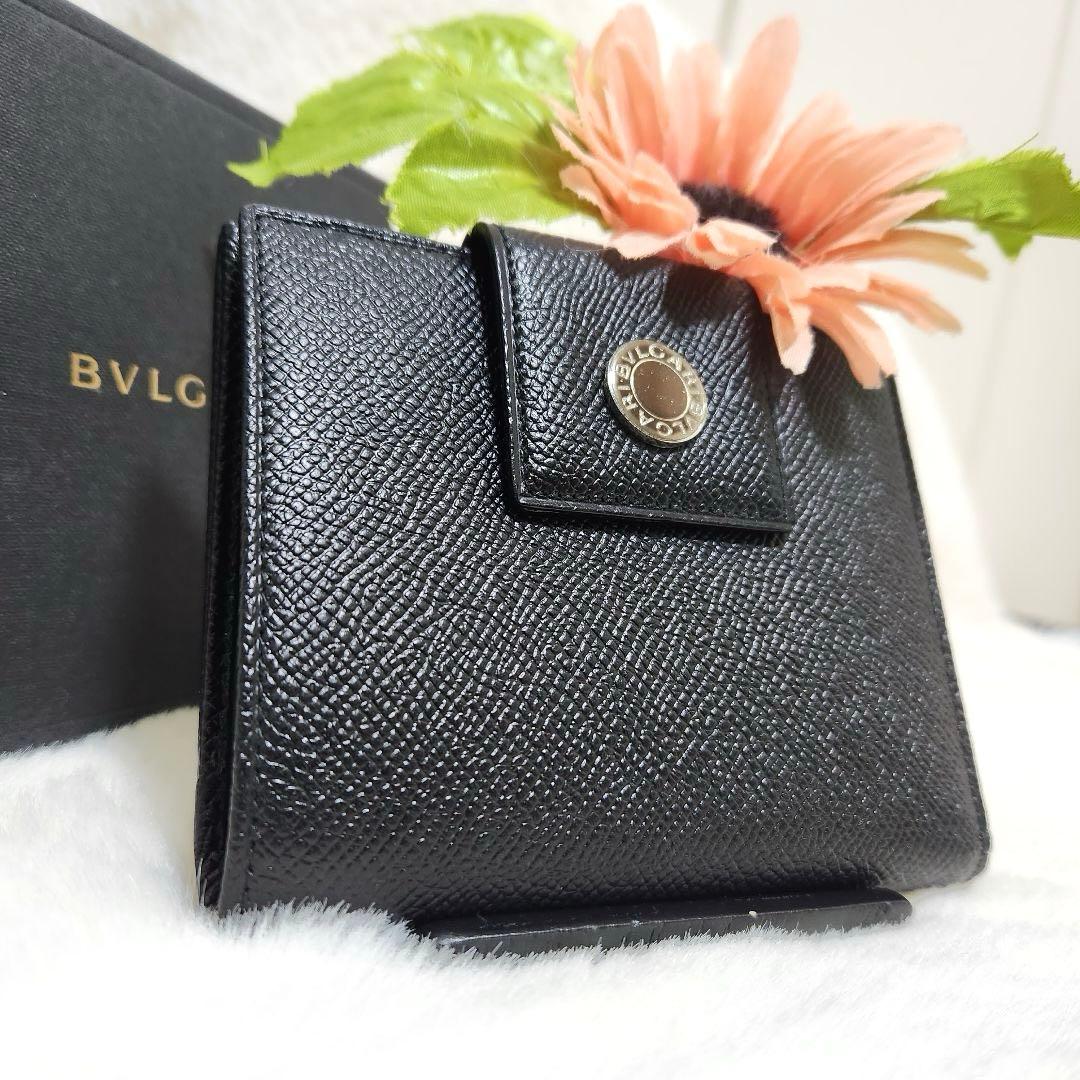 ✨新品未使用　付属品完備✨ブルガリ　二つ折り　サークルロゴ　ダブルホック　黒