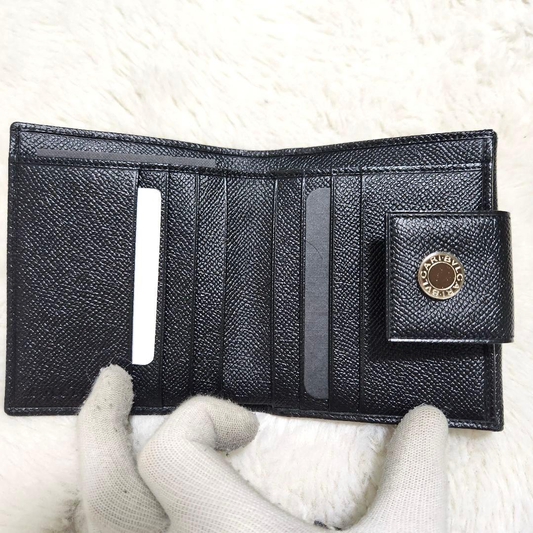 ✨新品未使用　付属品完備✨ブルガリ　二つ折り　サークルロゴ　ダブルホック　黒