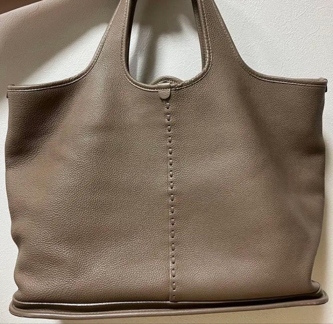 Magnu マヌー トートバッグ 大容量 グレー 革 レザー