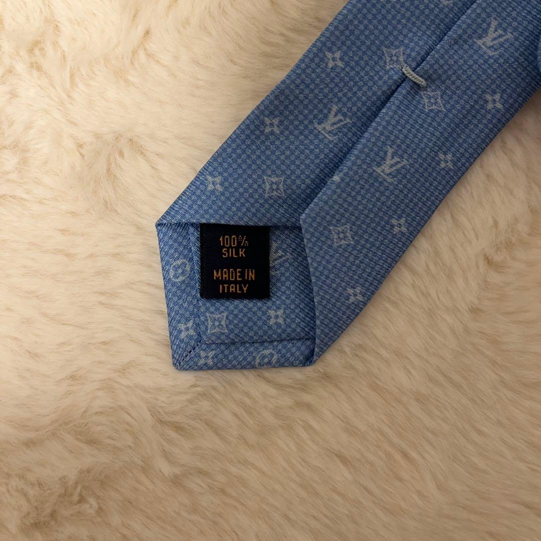 現行品！ ルイヴィトン ネクタイ モノグラム ブルー