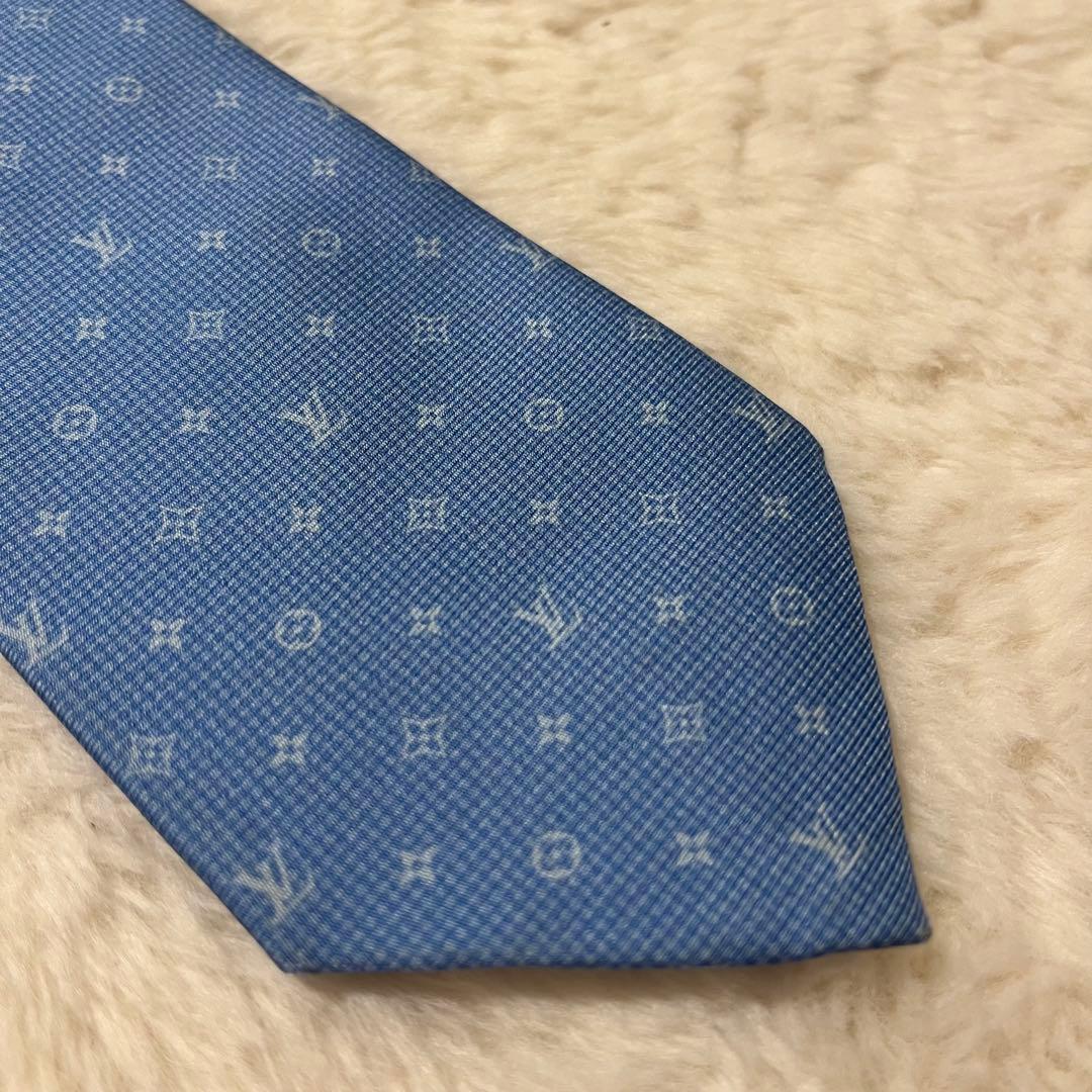 現行品！ ルイヴィトン ネクタイ モノグラム ブルー