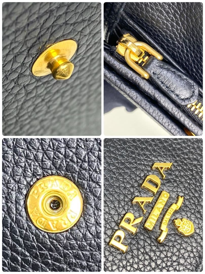 新品級✨PRADA プラダ　1MH025 三つ折り財布　メタルロゴ　金具