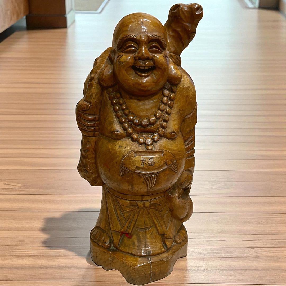 一点もの 特大 七福神 布袋 笑顔 置物 無垢 縁起物 大黒天 約60cm