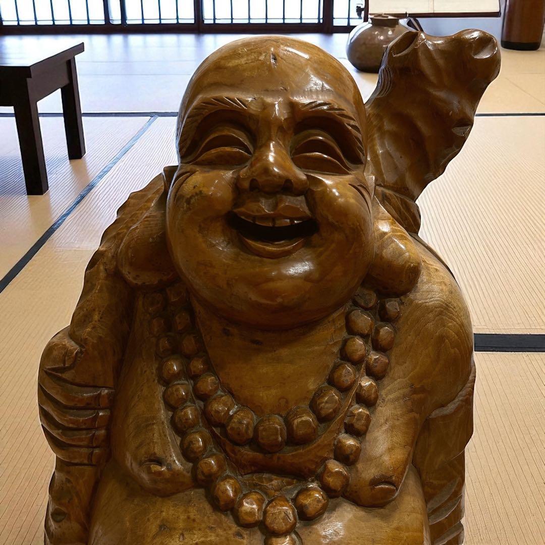 一点もの 特大 七福神 布袋 笑顔 置物 無垢 縁起物 大黒天 約60cm