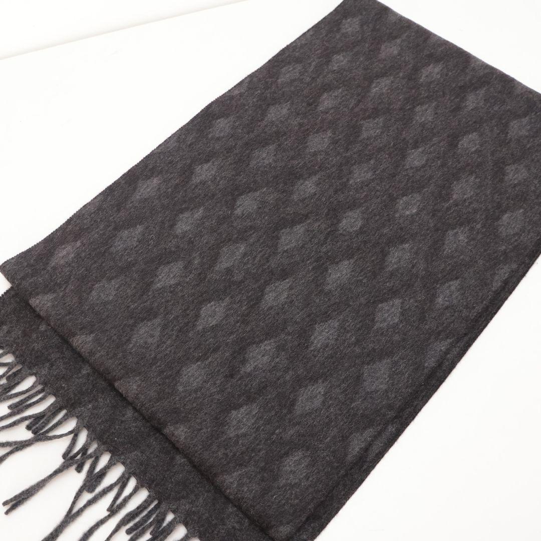 美品 ダンヒル カシミヤ ダイヤモンドパターン マフラー ダークグレー