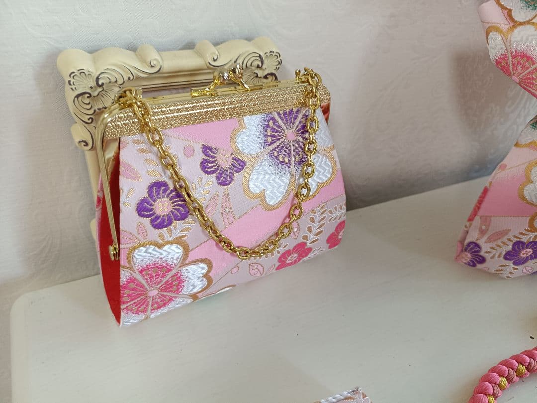 上級品☆正絹☆誂え☆クリーム色の着物に作り帯セット☆七五三７歳ハーフ成人式