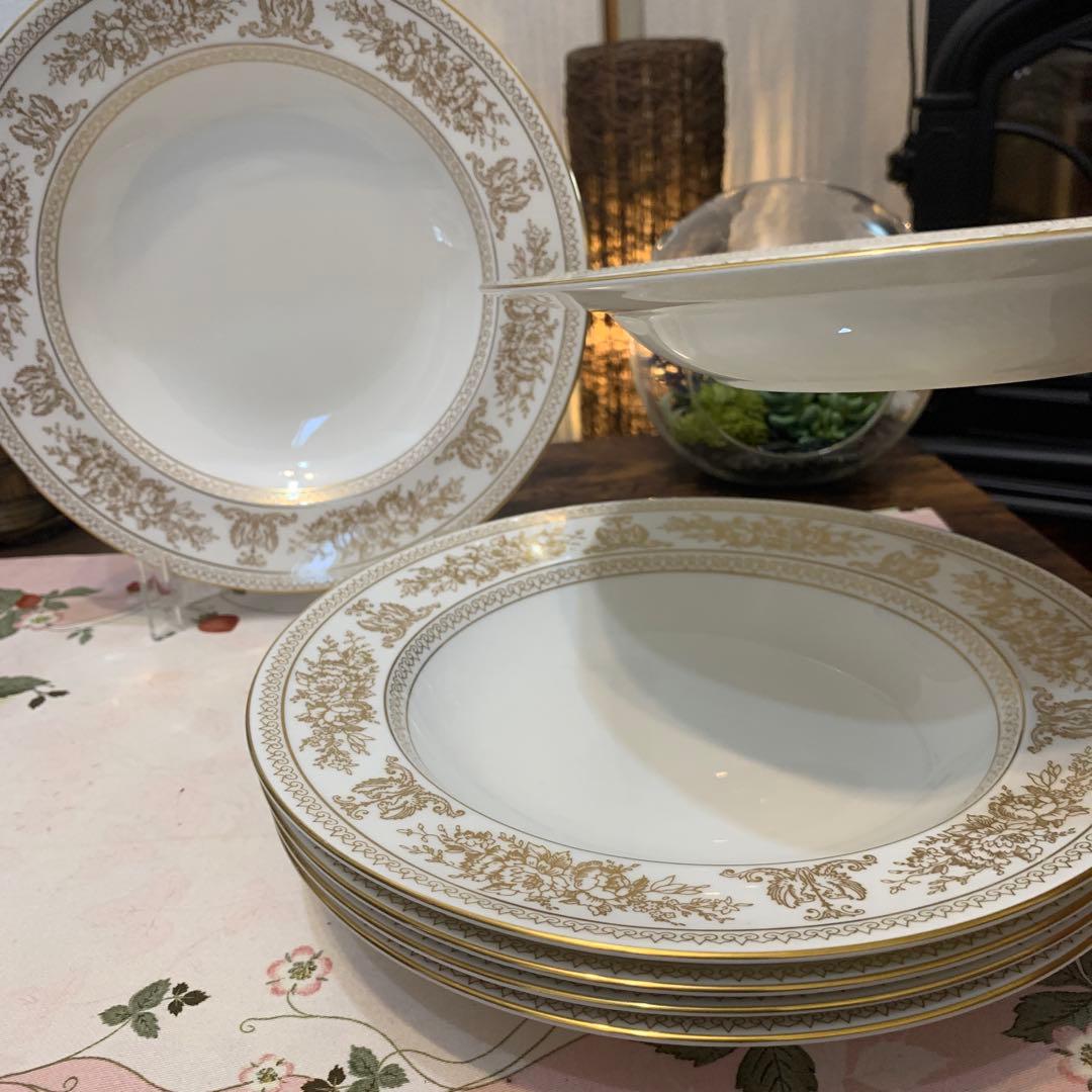 希少　ウェッジウッド ゴールド　コロンビア　23cmパスタプレート　深皿6枚