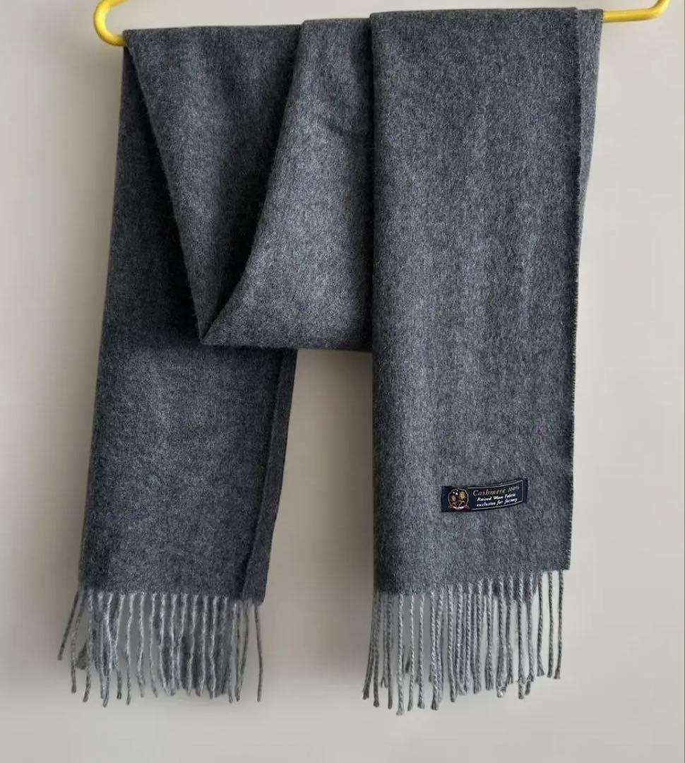 カシミヤマフラー フリンジ付き