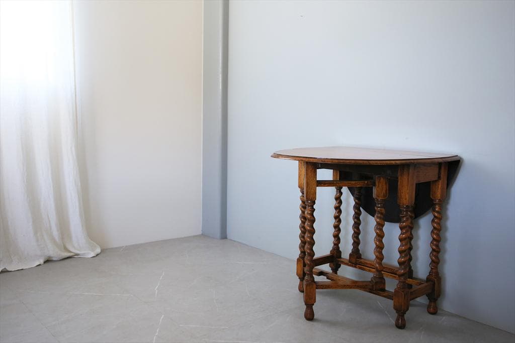 英国アンティーク木製ゲートレッグテーブル/ダイニング机バタフライ(89-263)