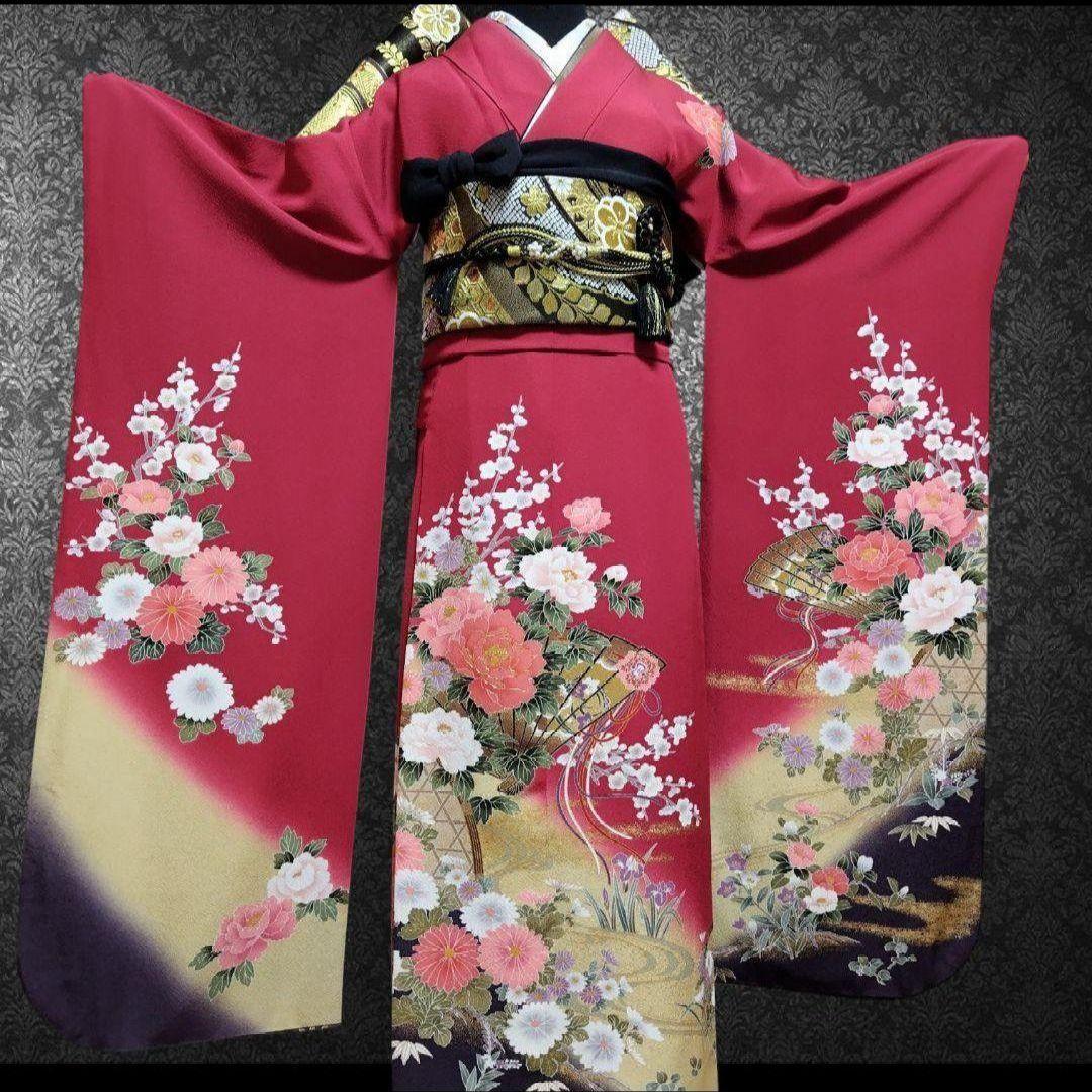 最終価格☆振袖フルセット(7点)・成人式・古典柄・金彩加工・やまと誂製・胴裏正絹