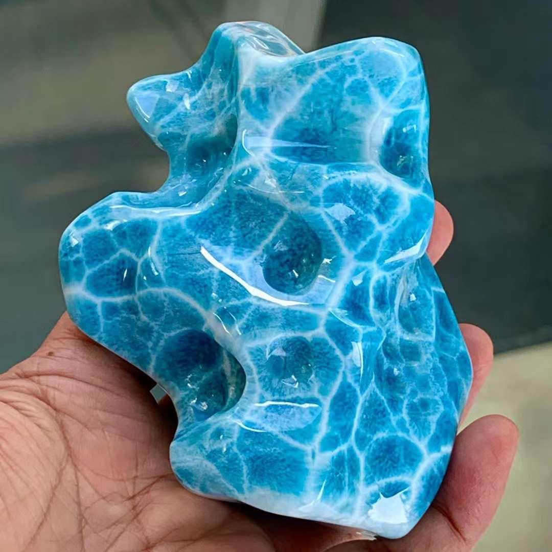 355.4g 天然無処理　ラリマー 置物(原石)