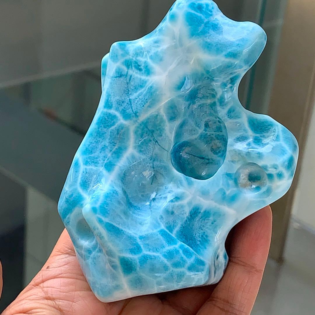 355.4g 天然無処理　ラリマー 置物(原石)