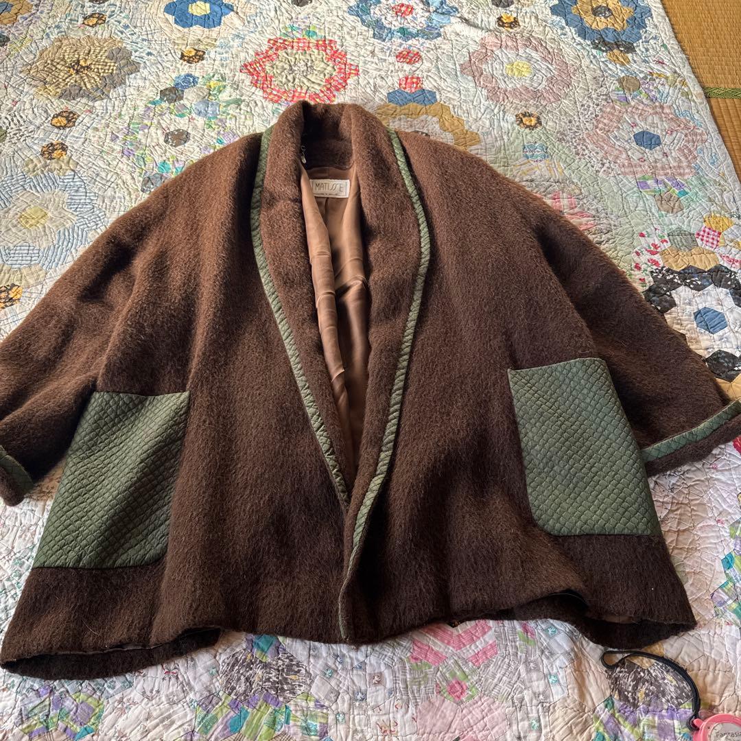 イタリア製 ヴィンテージアルパカ 100% カーディガン　オーバーサイズ　レトロ