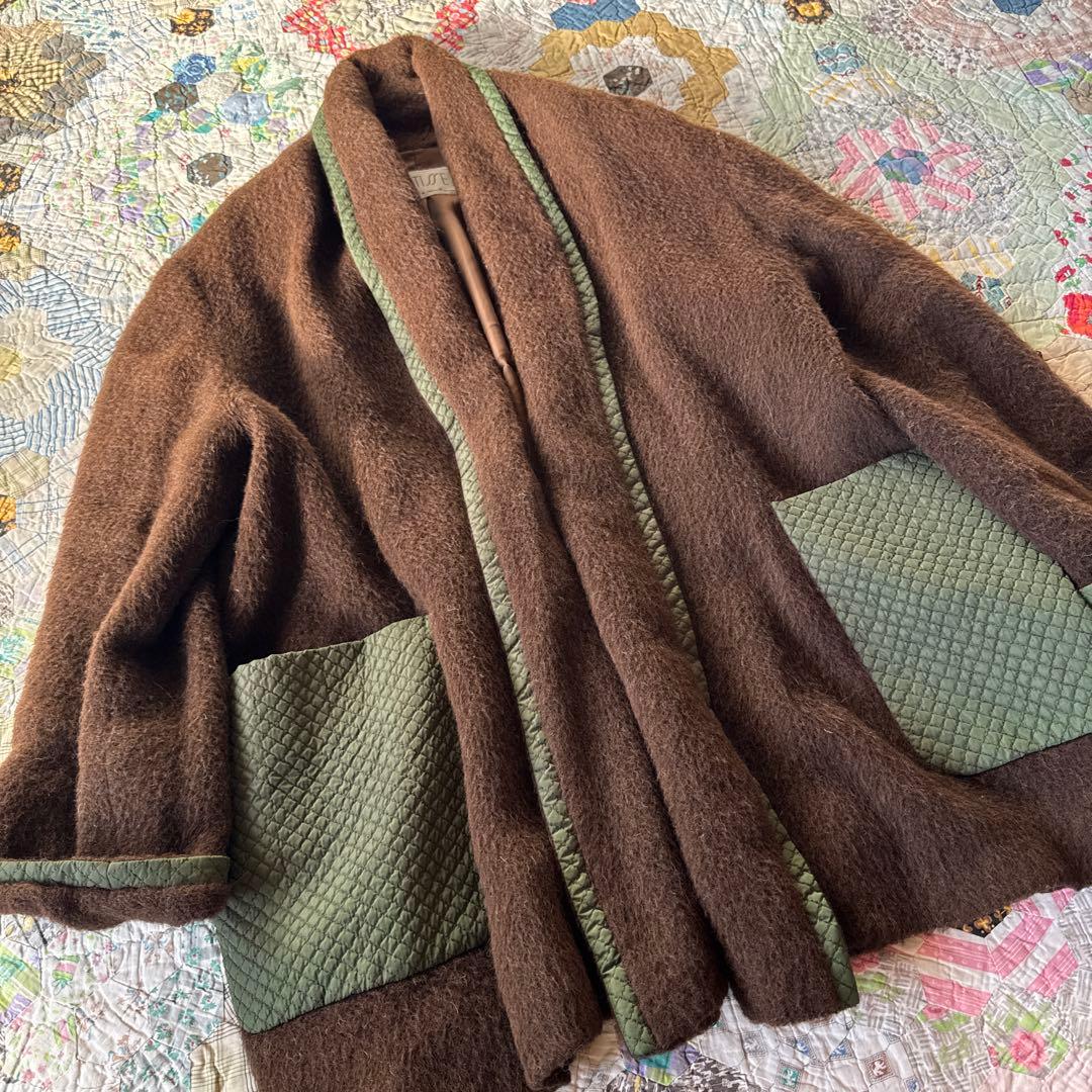 イタリア製 ヴィンテージアルパカ 100% カーディガン　オーバーサイズ　レトロ